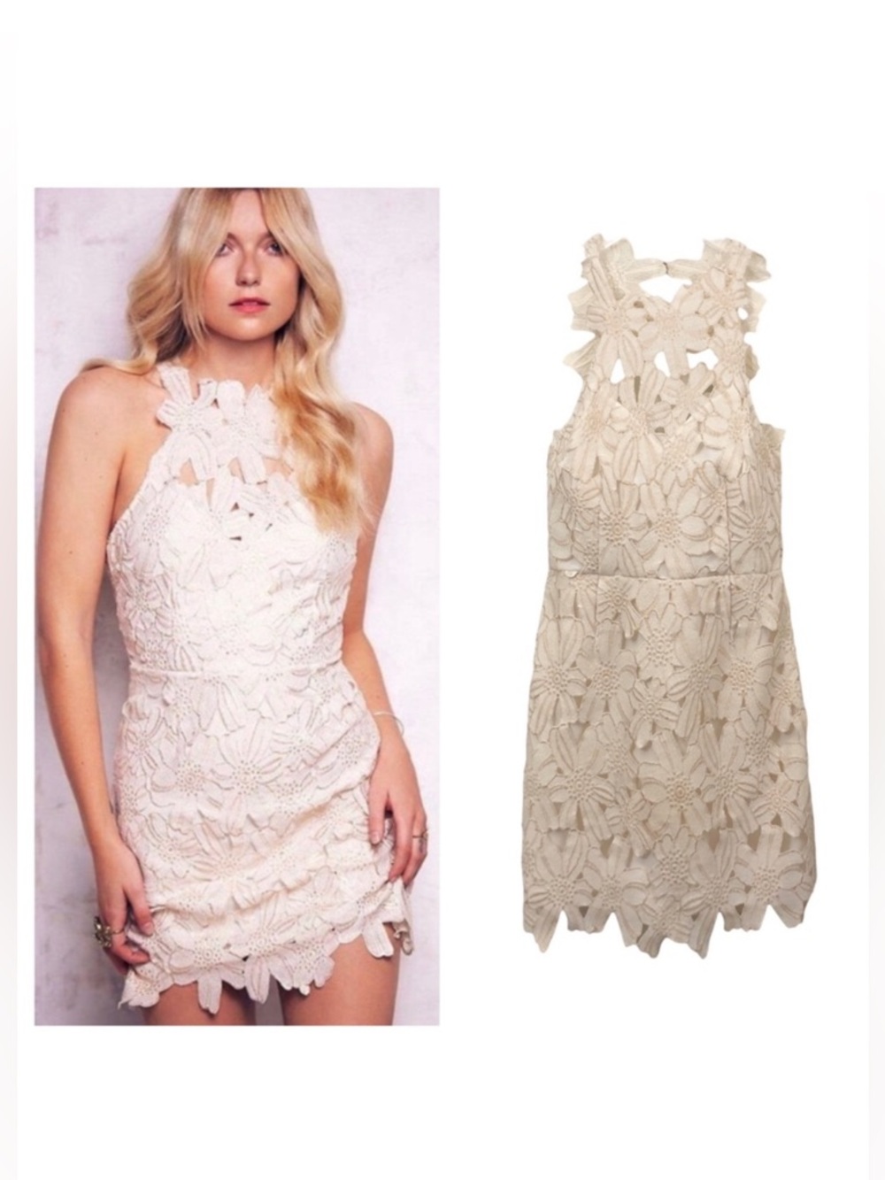 Free People x Saylor | Floral Lace Cut Out Mini Dress